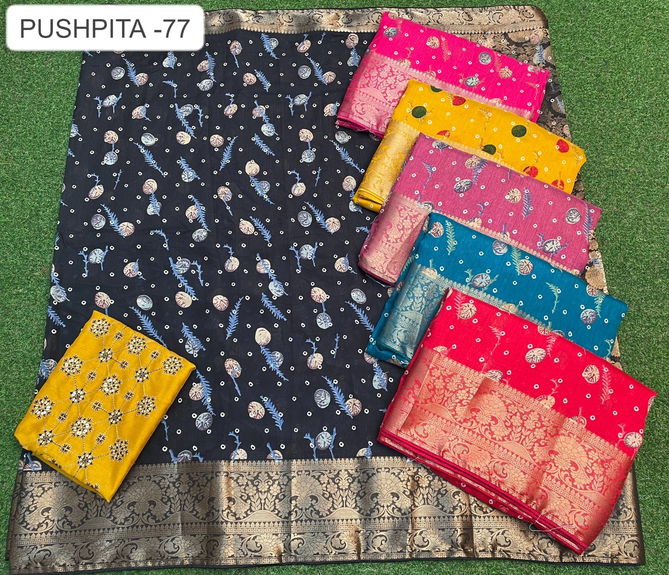 Pushpita 77 By Kalpatru Rich Pallu Printed Corsa Silk Sarees Suppliers In India